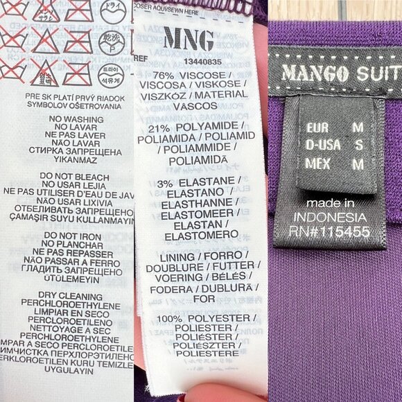 Mango Suit Purple Stretch Knit Sheath Midi Dress Size M Dark Romance/ Dark Siren - Picture 9 of 16
